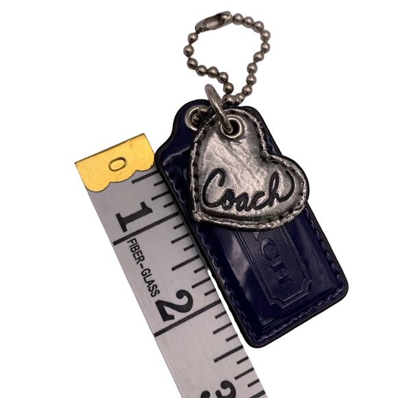 COACH Blue Silver Heart Poppy Replacement Hang Tag Bag Charm - Picture 4 of 4